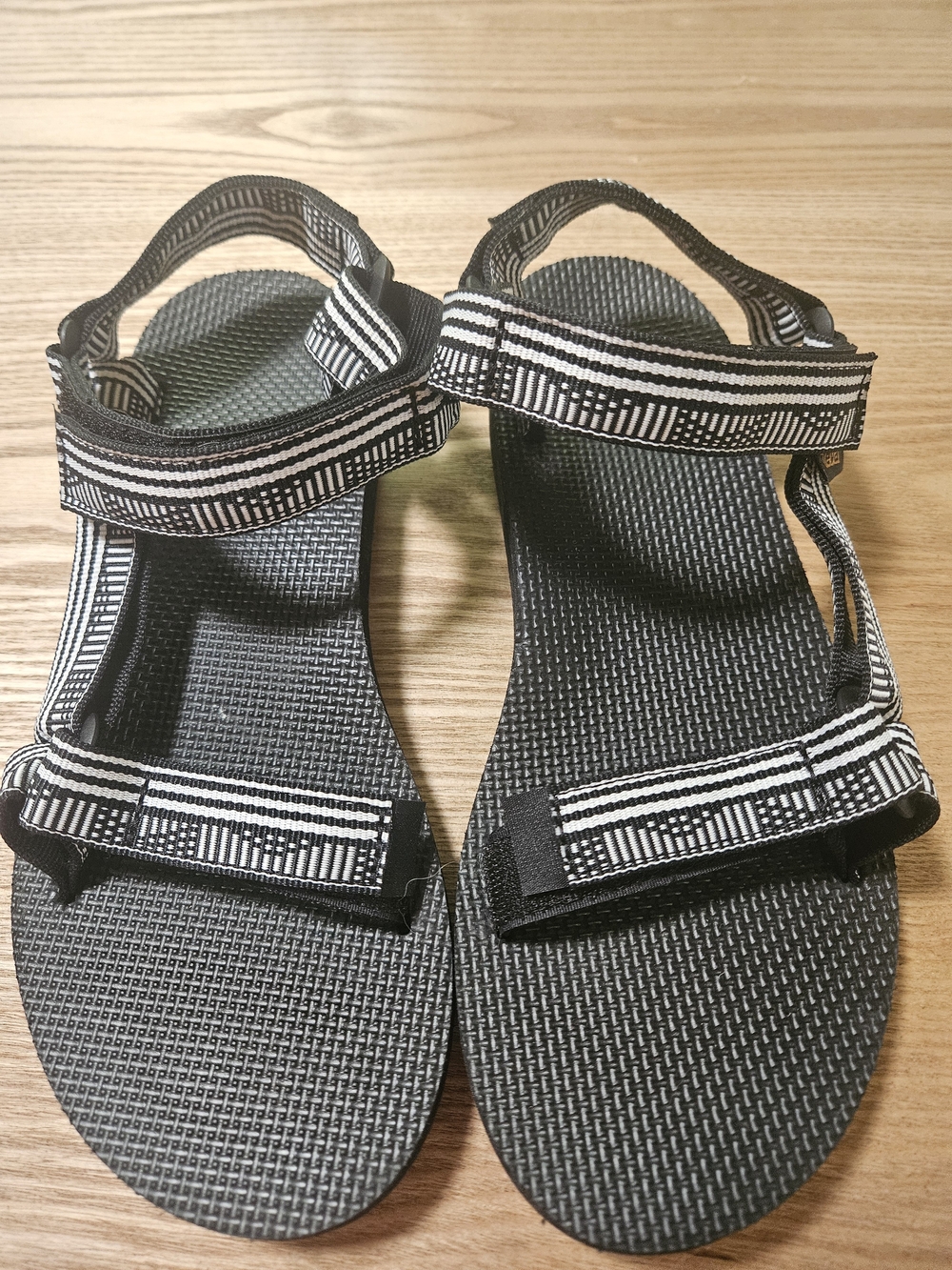 Teva Black and White Striped Sport Sandals